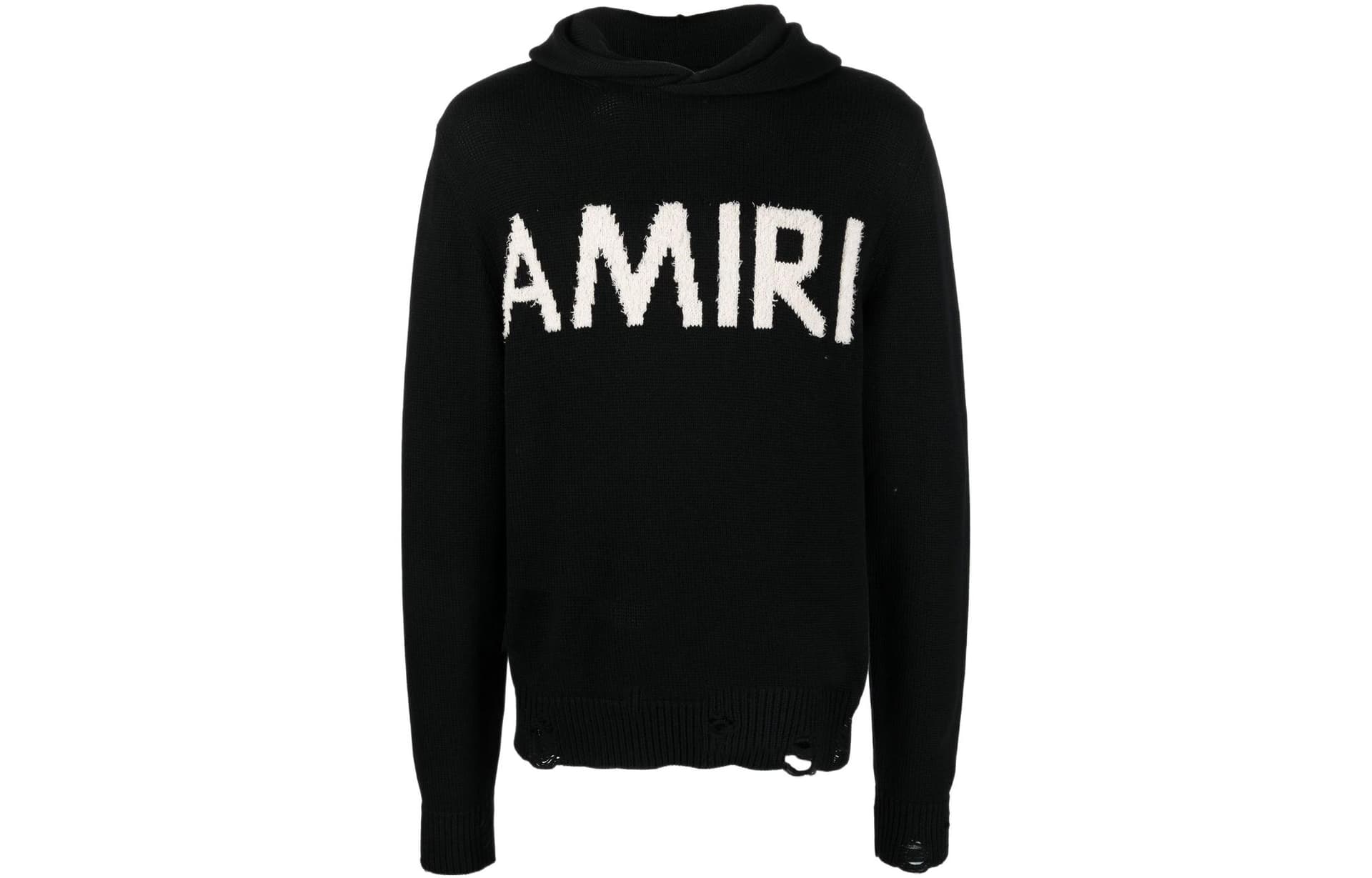 AMIRI FW22 Logo Embroidered Wool Hoodie Black