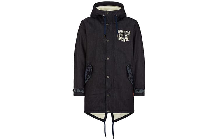 EVISU Big M Patchwork Buddha Head Jacket Denim Blue