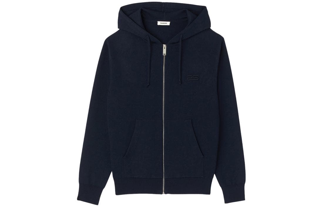Sandro Zip Knit Sweater Navy