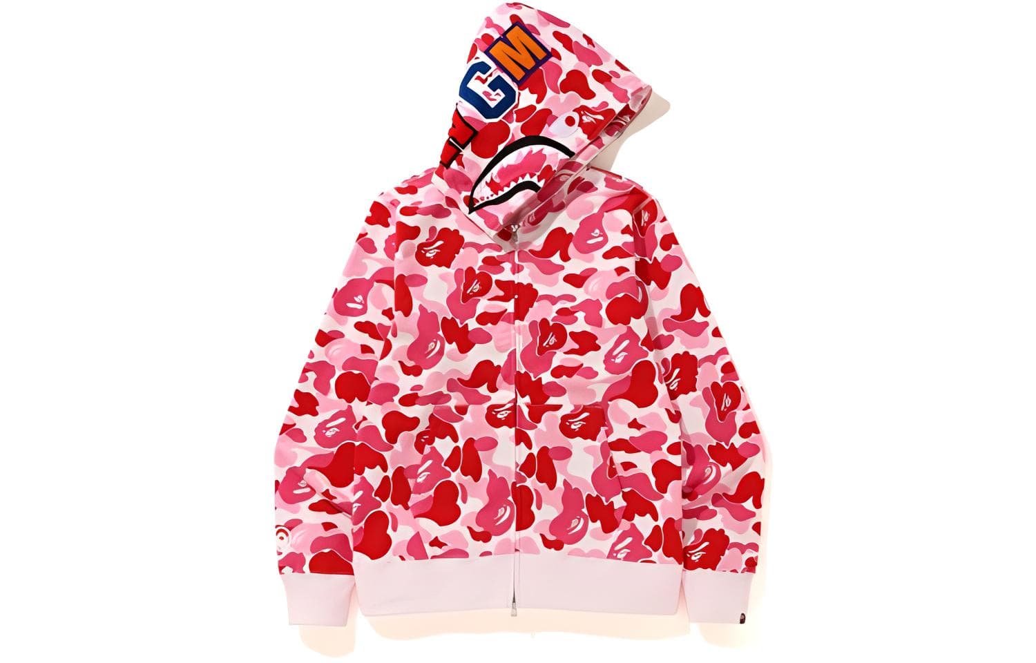 A BATHING APE Shark Camo Hoodie Pink