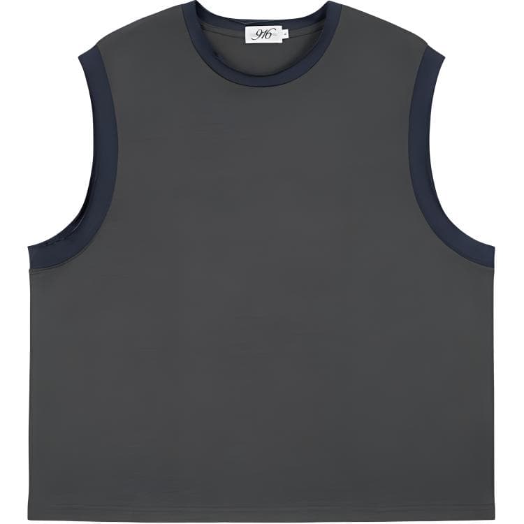 GOOD BAI SS24 916 Series Colorblock Logo Vest Deep Gray