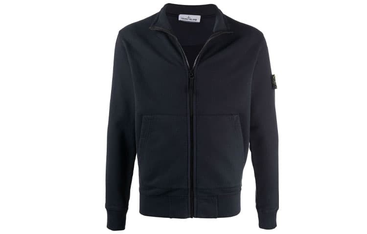 Stone Island Logo Zip Jacket Navy