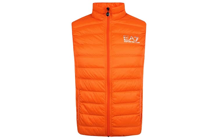 EMPORIO ARMANI/阿玛尼 Emporio Armani Logo Print Sleeveless Down Vest Orange