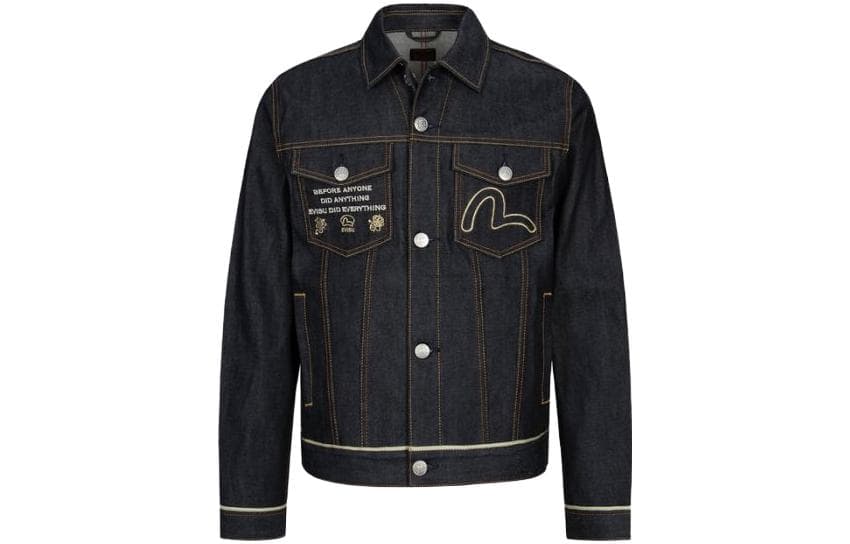 EVISU AW23 Deer Embroidered Denim Jacket Blue