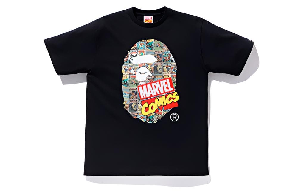 A BATHING APE x Marvel Bape Head T-Shirt Black