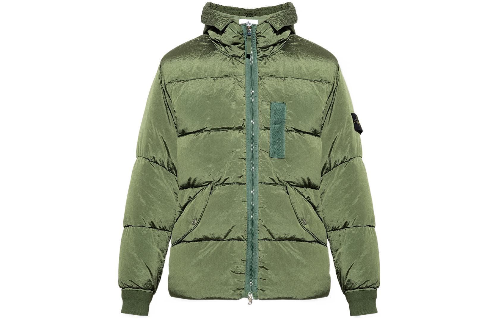 Stone Island FW22 Quilted Logo Down Jacket Olive