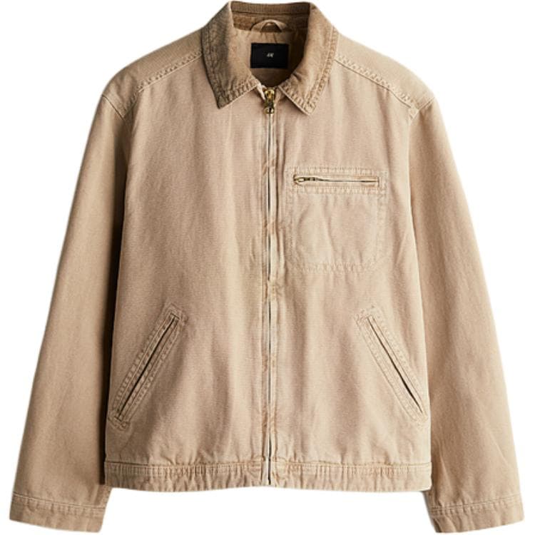 H&M Corduroy Zip Denim Jacket Beige