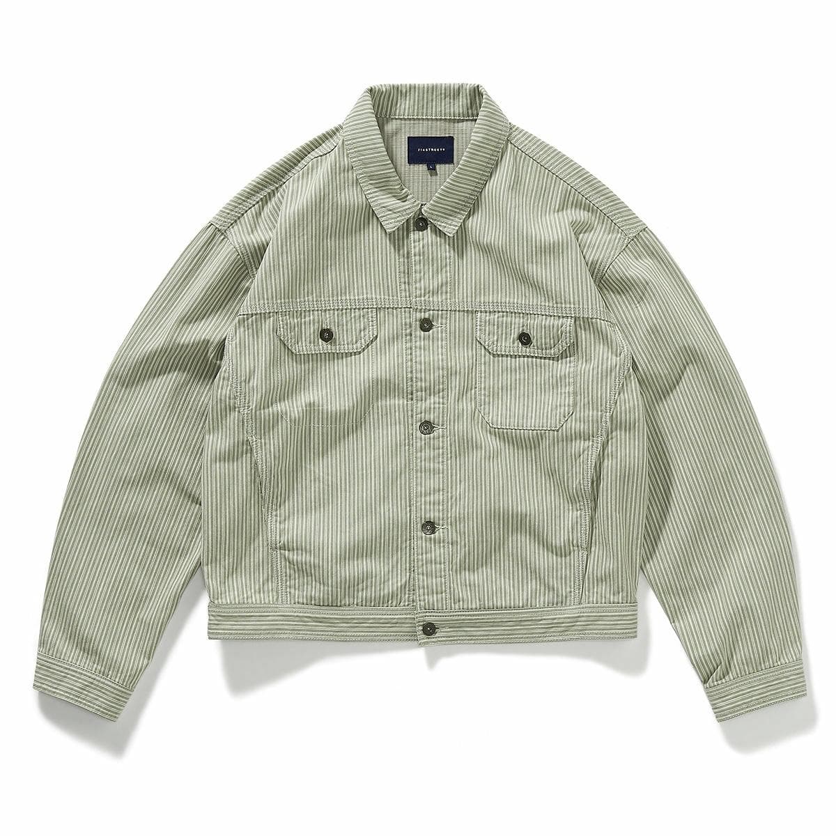 714STREET Vintage Workwear Jacket Green Stripes