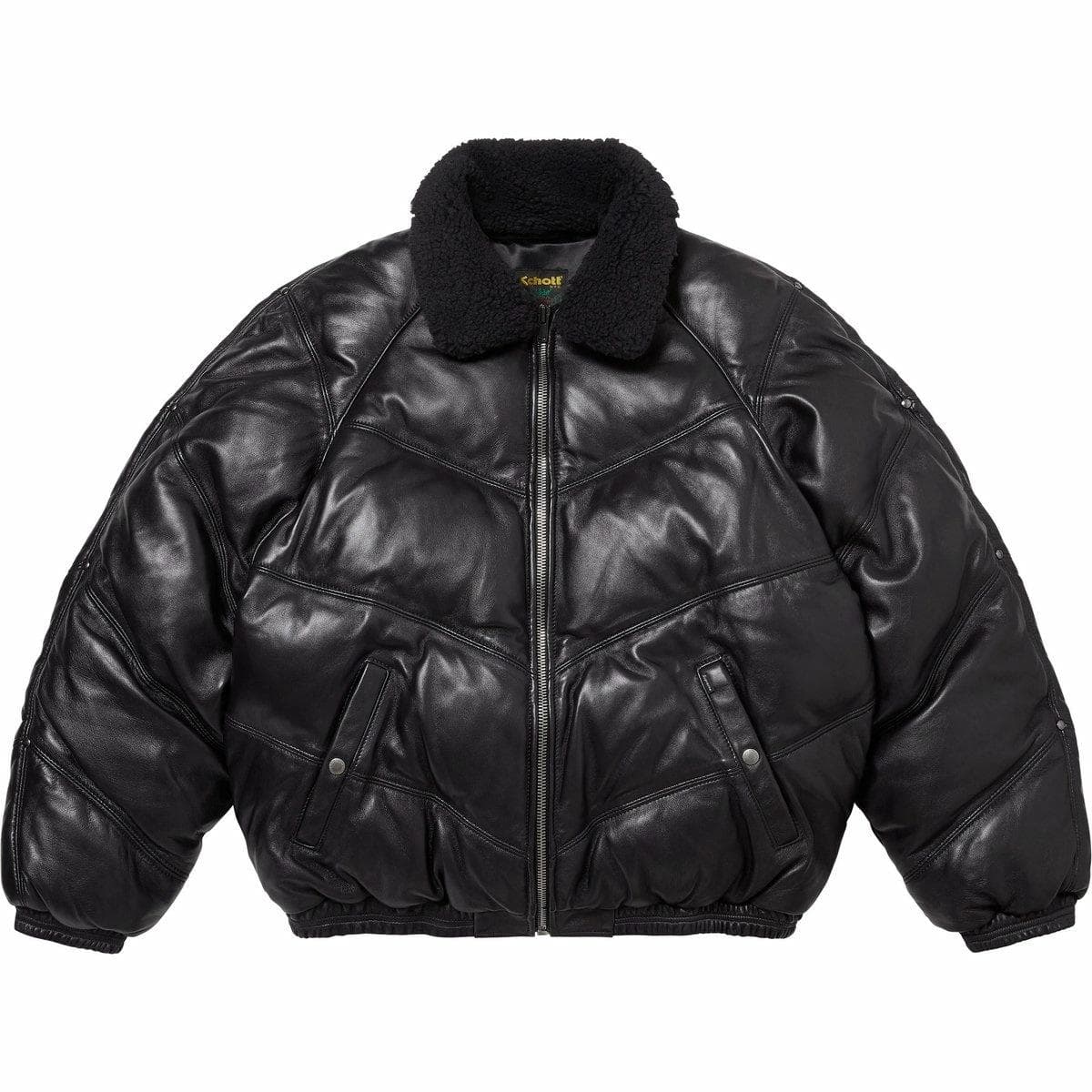 Supreme x Schott Chevron Leather Down Puffer Jacket