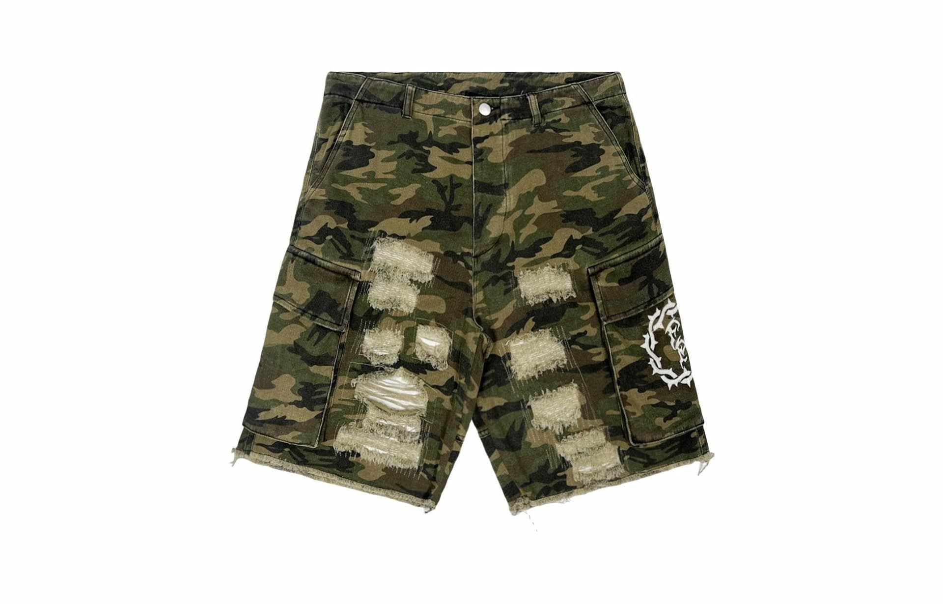 False Perception Boro Camo Shorts