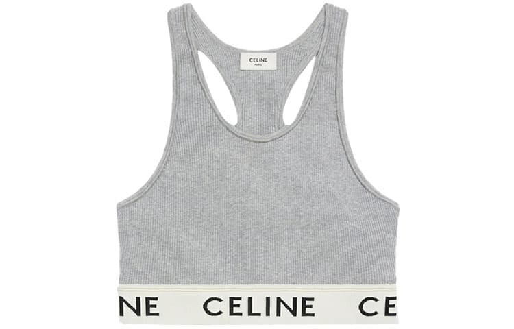 CELINE Logo Knit Tank Top Grey