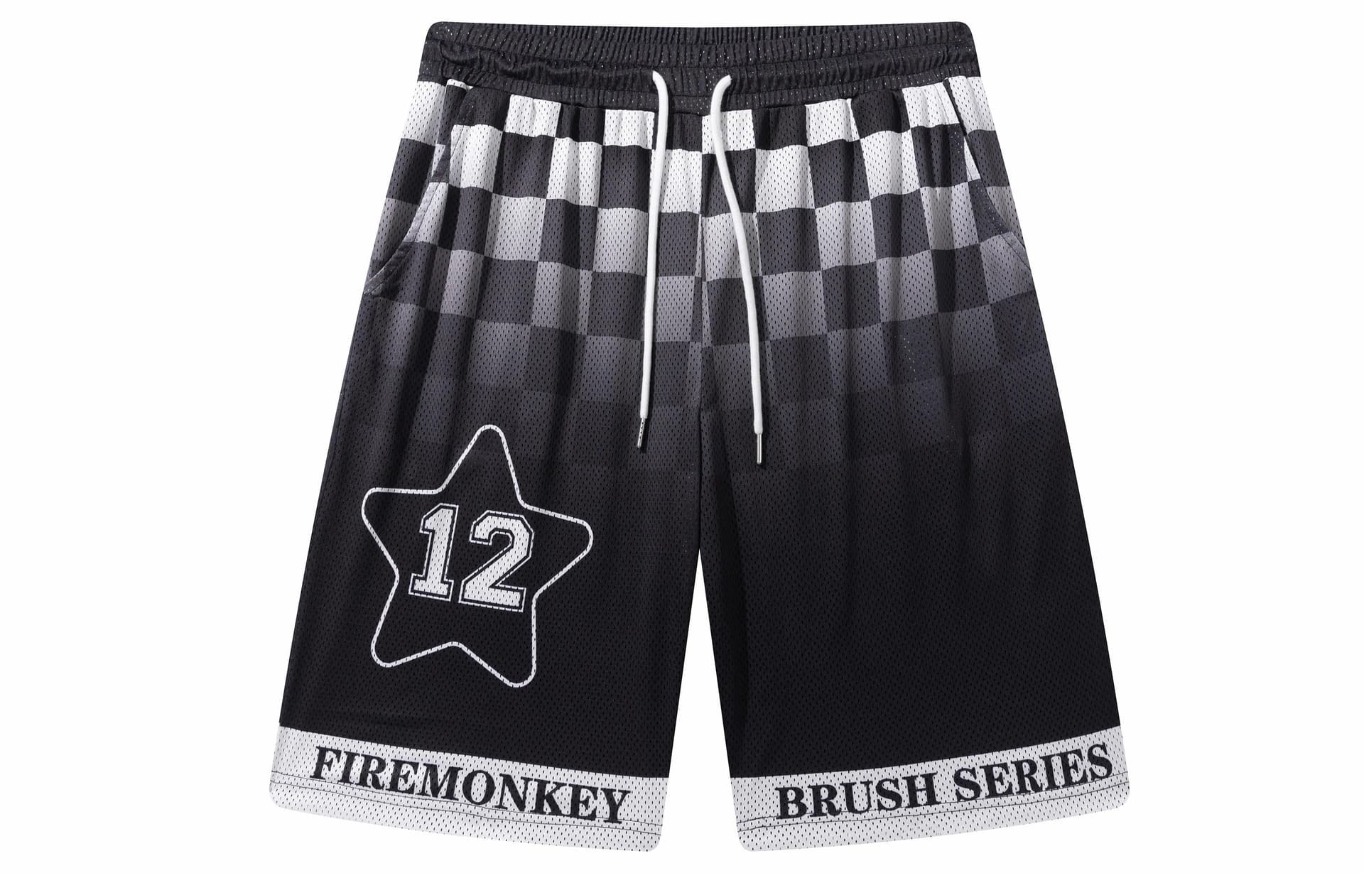 火猴/FireMonkey FireMonkey Gradient Checkered Mesh Shorts Black
