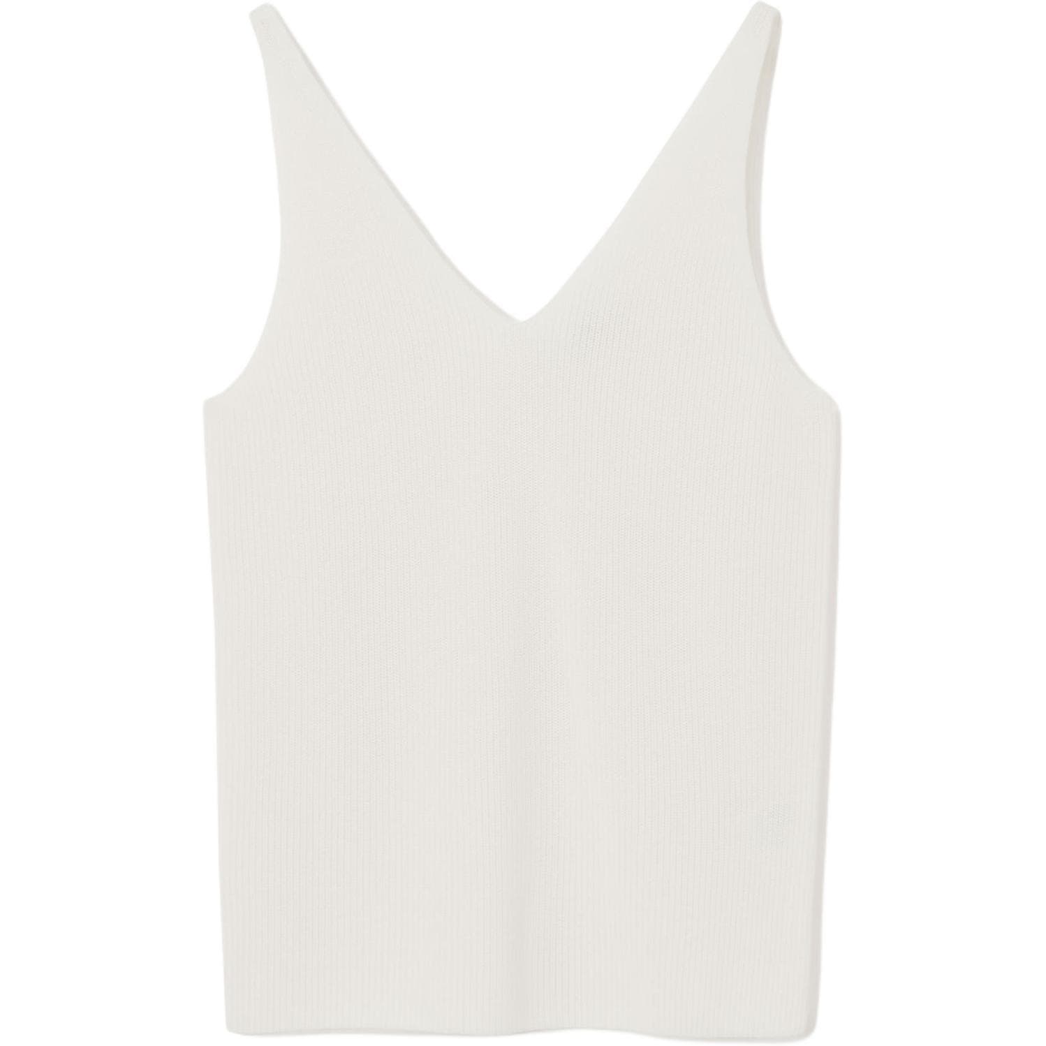 COS Ribbed Knit V-Neck Vest White