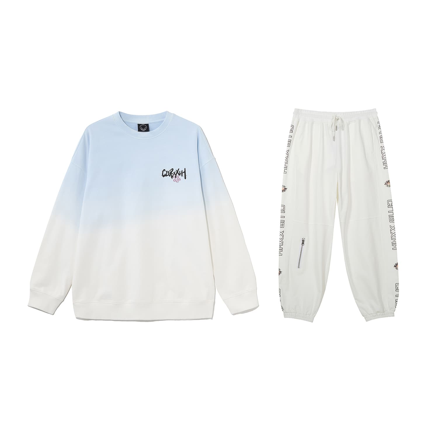 Clubxxhh Gradient Crewneck Sweatshirt Set