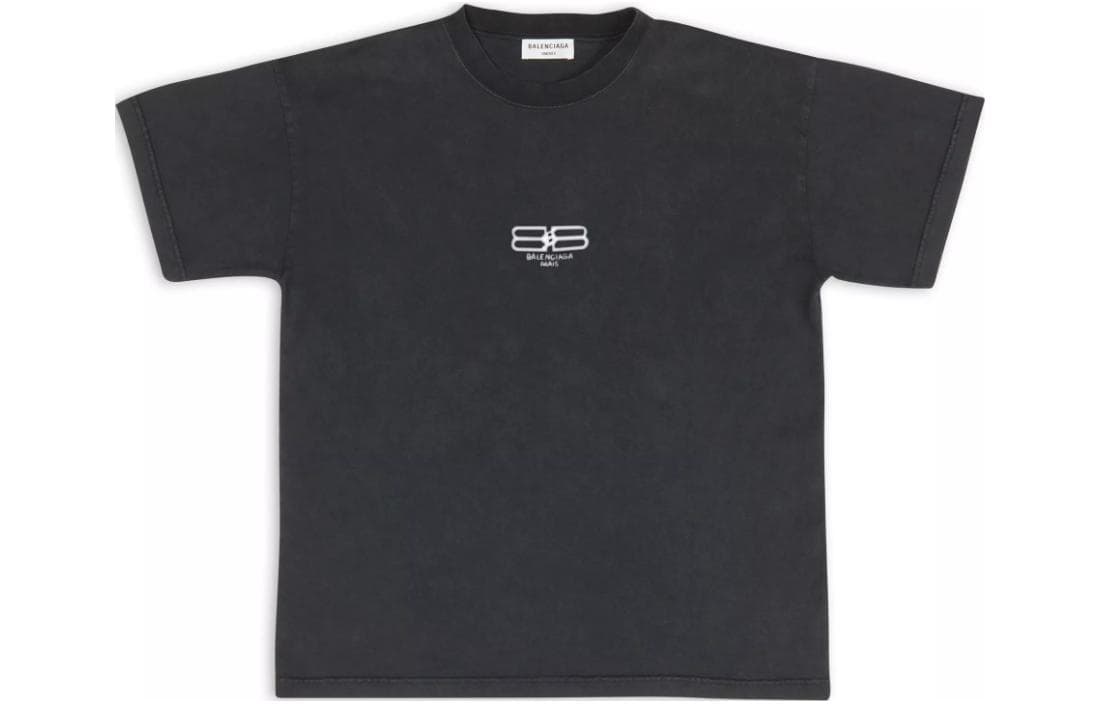 Balenciaga FW22 Embroidered Logo T-Shirt Black