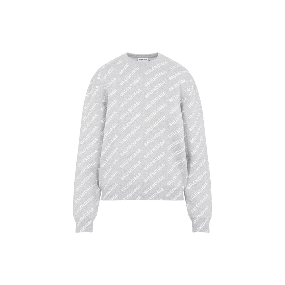 Balenciaga FW22 Logo Crewneck Sweatshirt Light Grey
