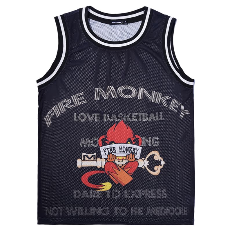 火猴/FireMonkey FireMonkey Cartoon Print Basketball Vest Black