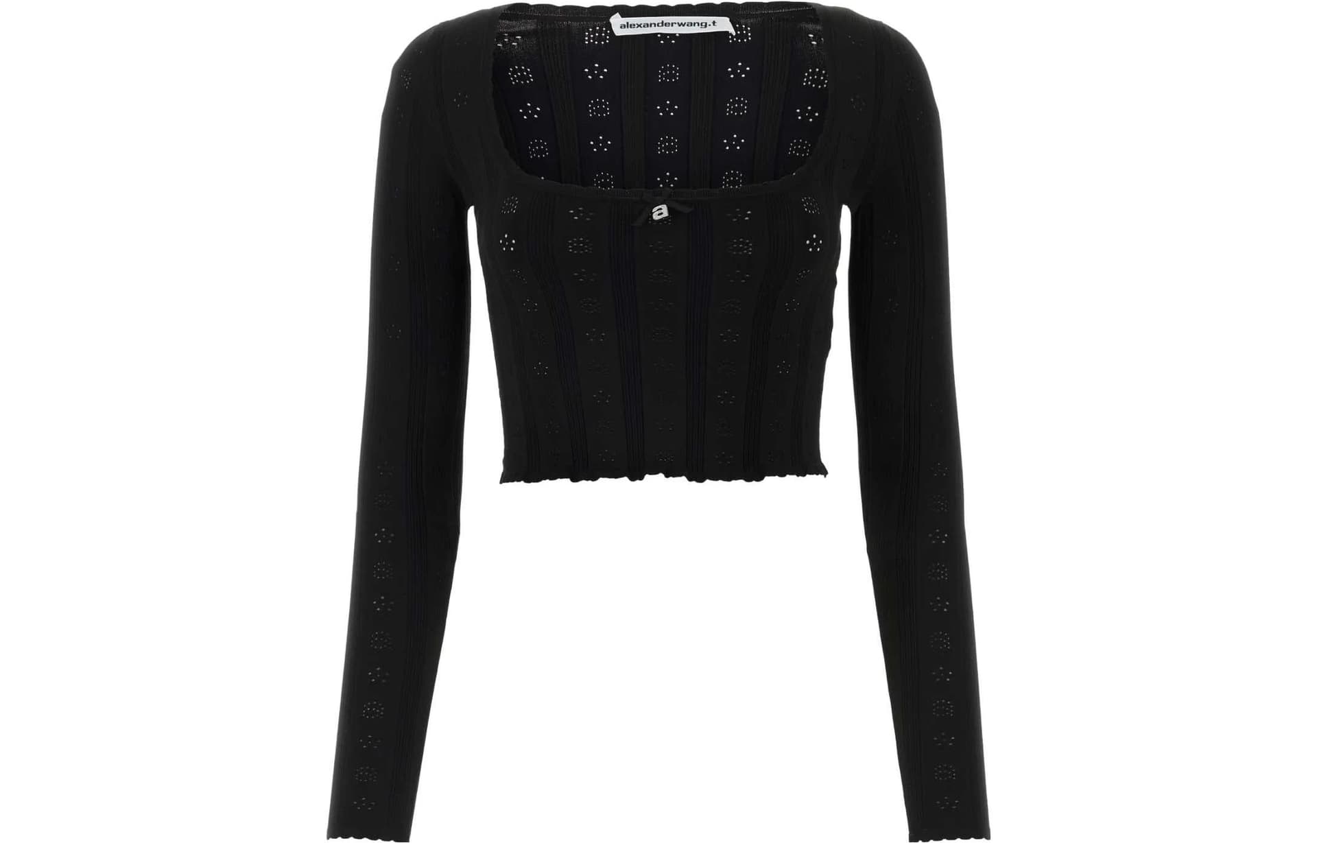 Alexander Wang Long Sleeve Crop Top Black