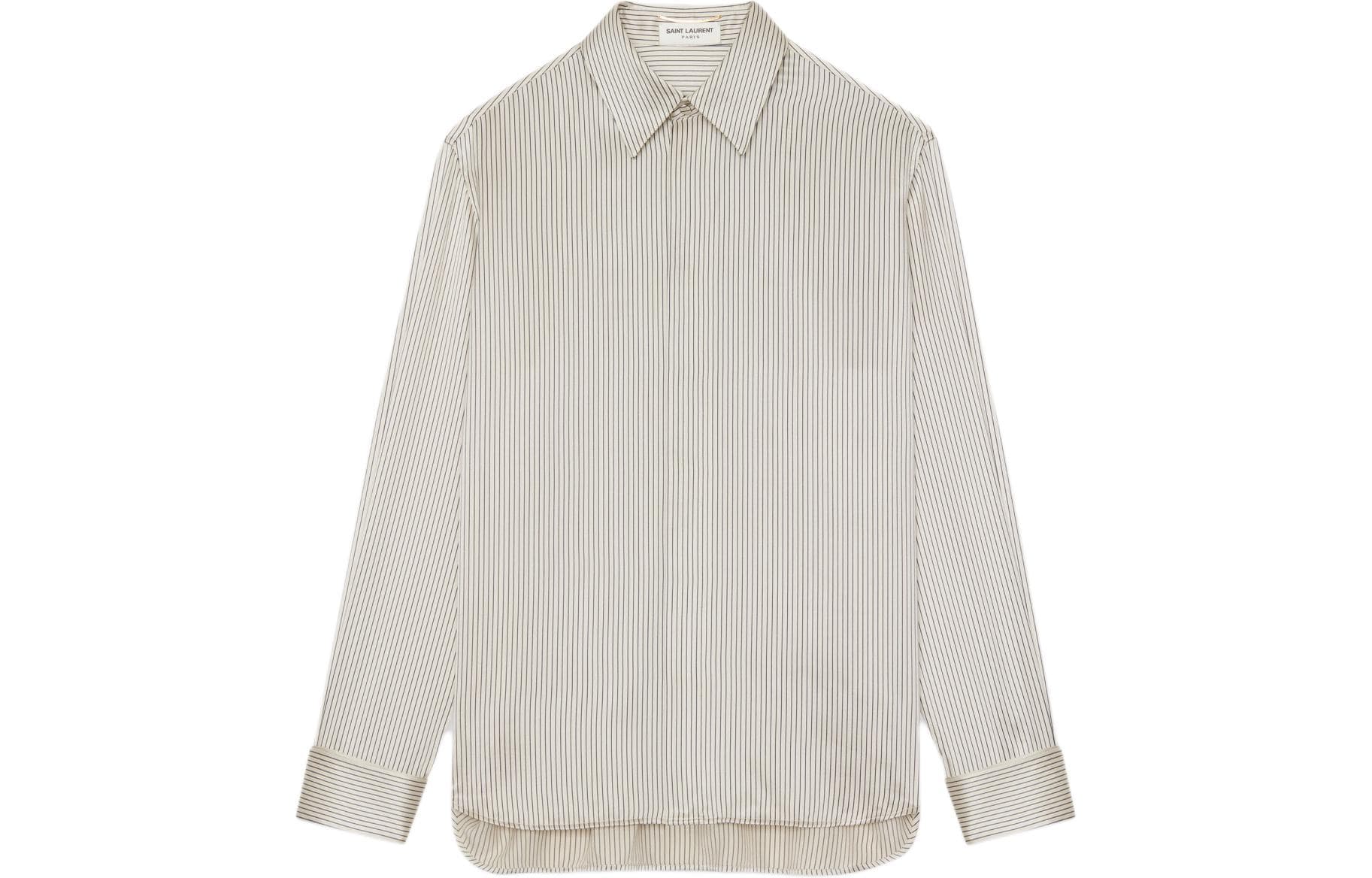 SAINT LAURENT/圣罗兰 SAINT LAURENT Boyfriend Shirt In Striped Silk Satin