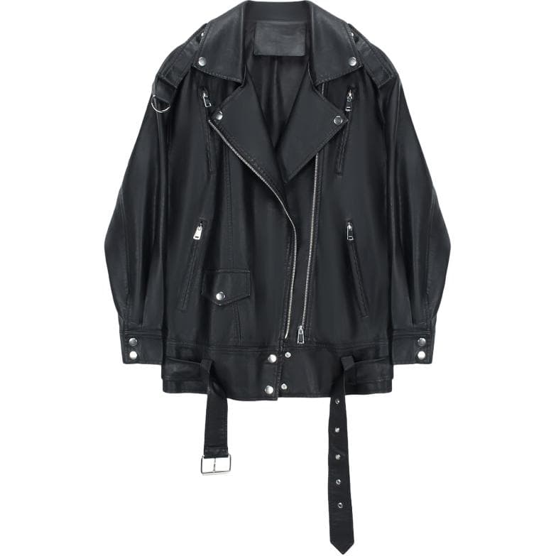 康博 COMBO COMBO Simple Zip Motorcycle Leather Jacket