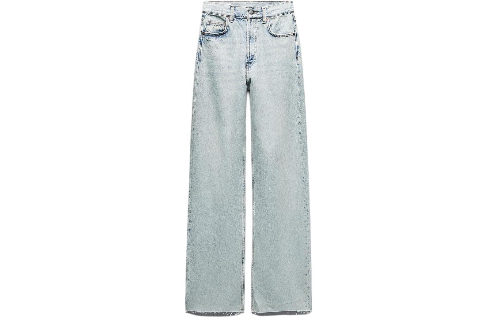 ZARA High Waist Wide Leg Jeans Light Blue