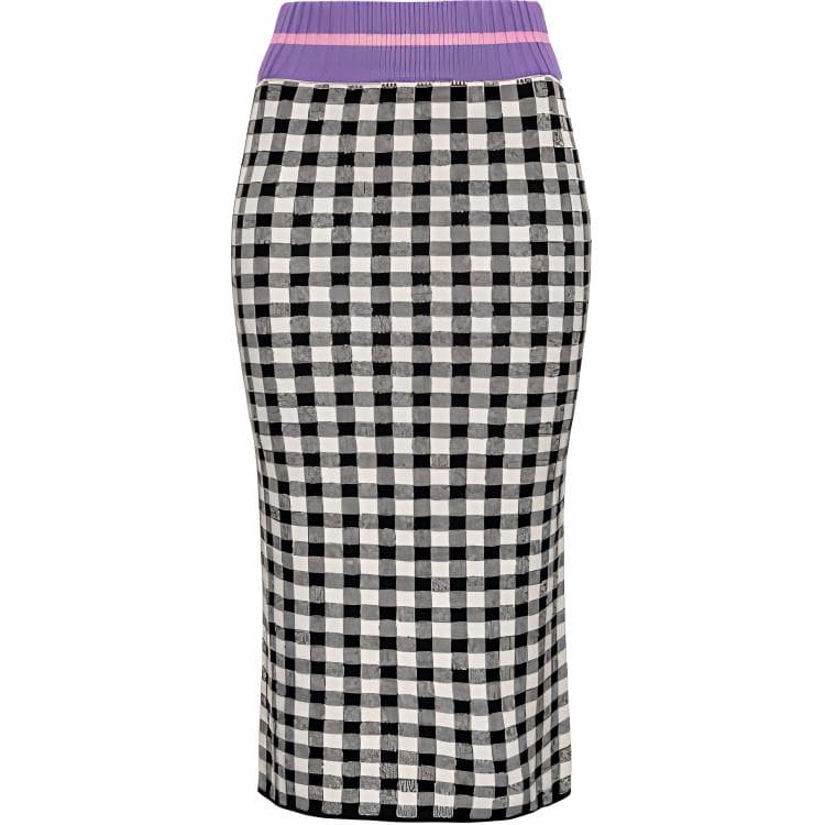PINKO Checkered Bodycon Midi Dress Black White