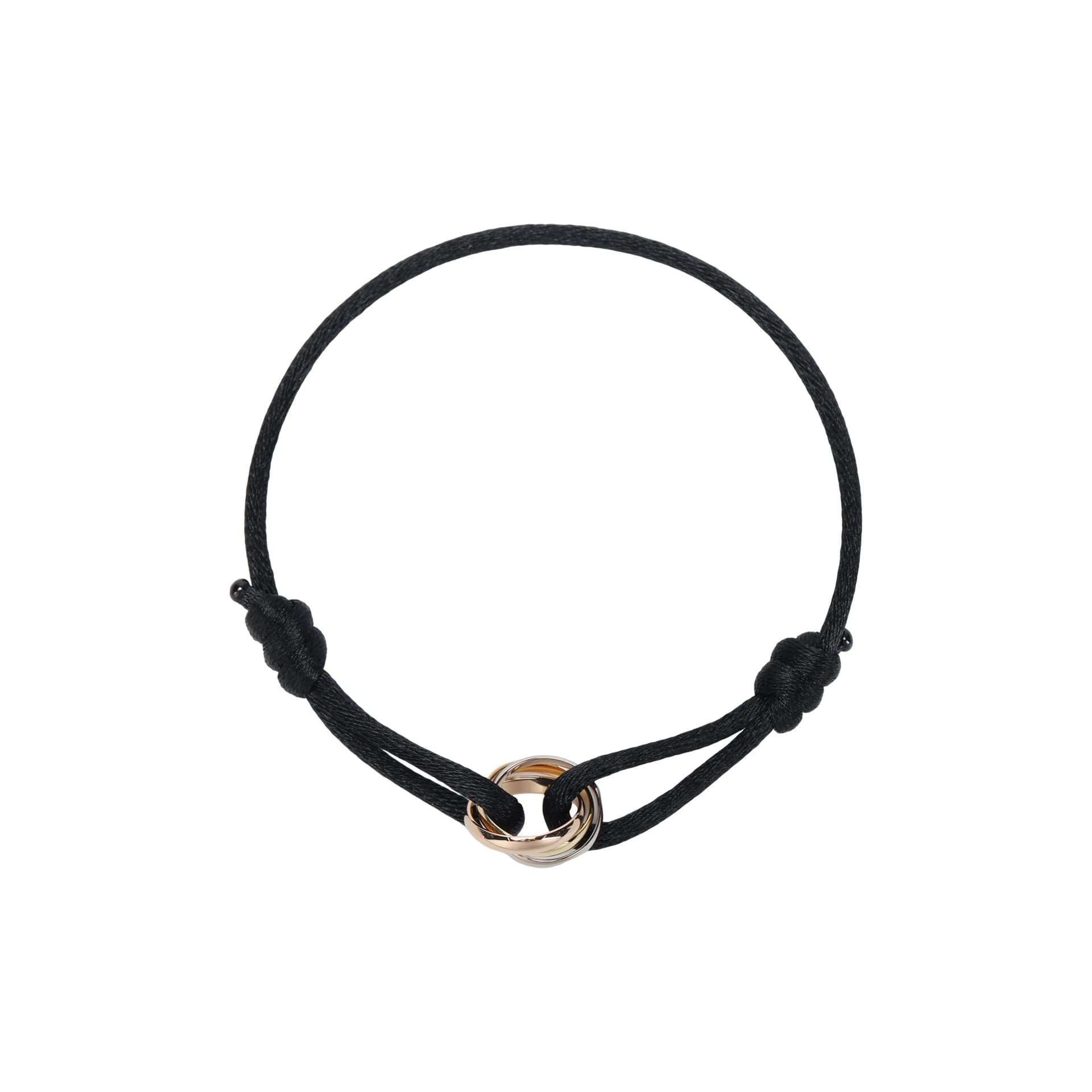 CARTIER/卡地亚 Cartier Trinity Bracelet Black Cord White Gold Rose Gold Men