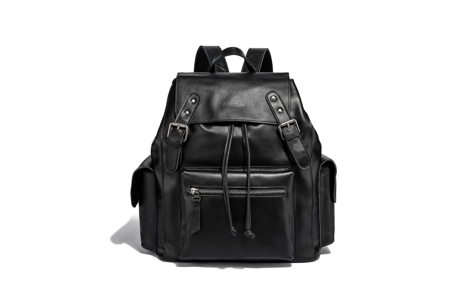 Ace Paul Multi-Pocket Drawstring Backpack Black