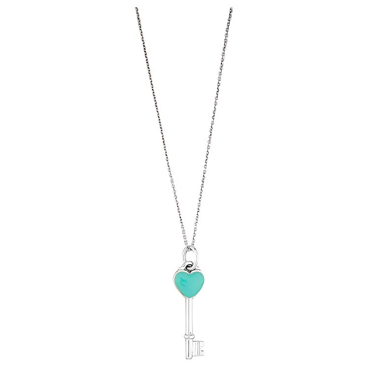 TIFFANY & CO./蒂芙尼 Tiffany & Co. Keys Blue Enamel Heart Key Pendant Necklace