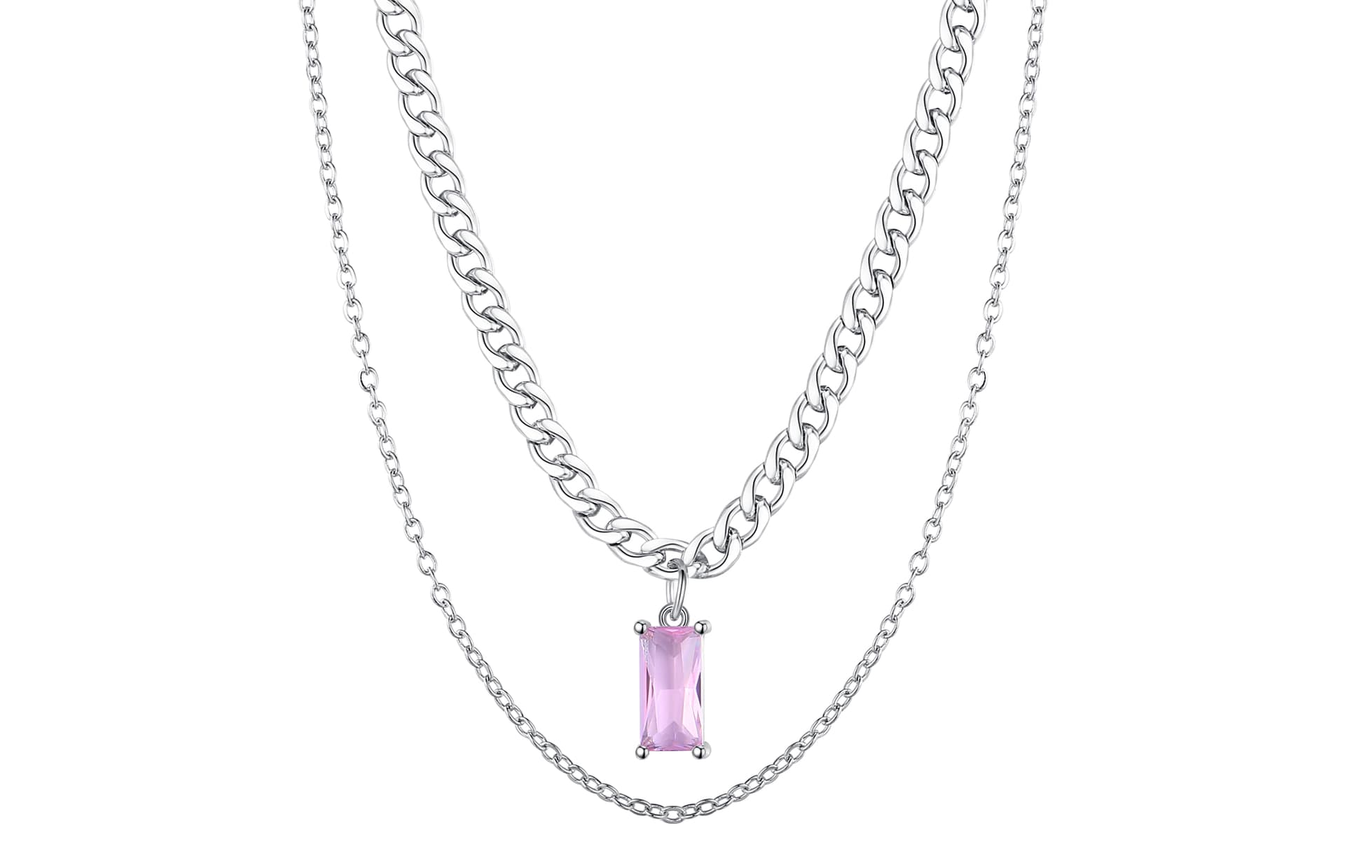 ENFANTIN Pink Diamond Layered Necklace