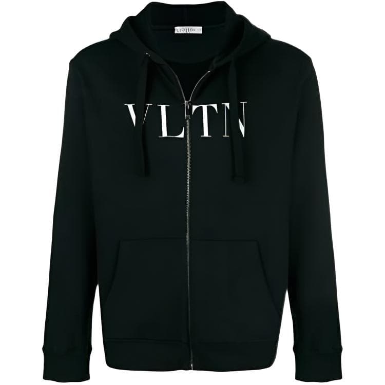 Valentino/华伦天奴 Valentino Vltn Logo Zip Hoodie Jacket Black