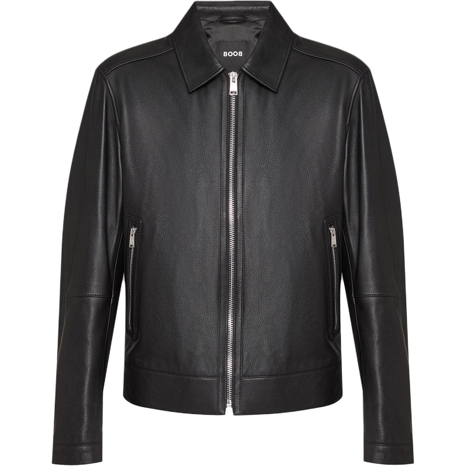 HUGO BOSS Zip Collar Leather Jacket