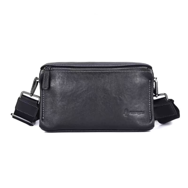 Hush Puppies/暇步士 Hush Puppies Retro Leather Crossbody Bag Black