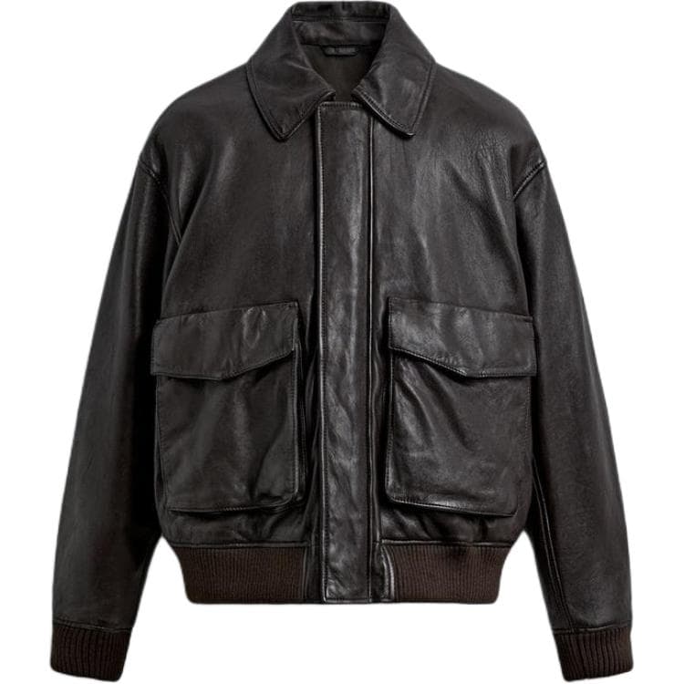 ZARA Casual Pocket Collar Leather Jacket