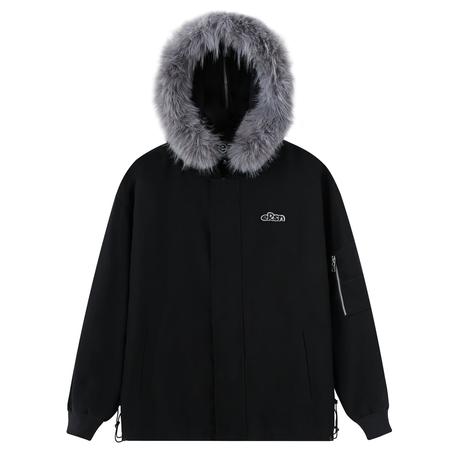 ER ER Vintage Letter Embroidered Hooded Jacket