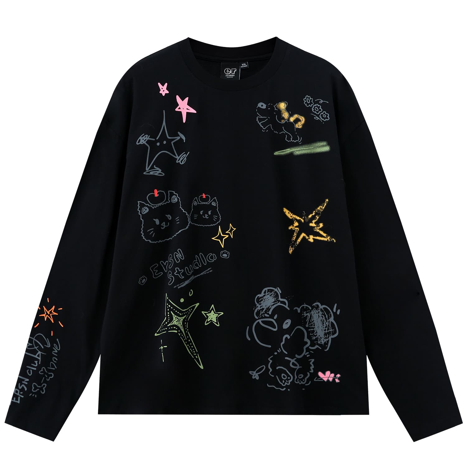 ER ER Bear Cartoon Long Sleeve Tee