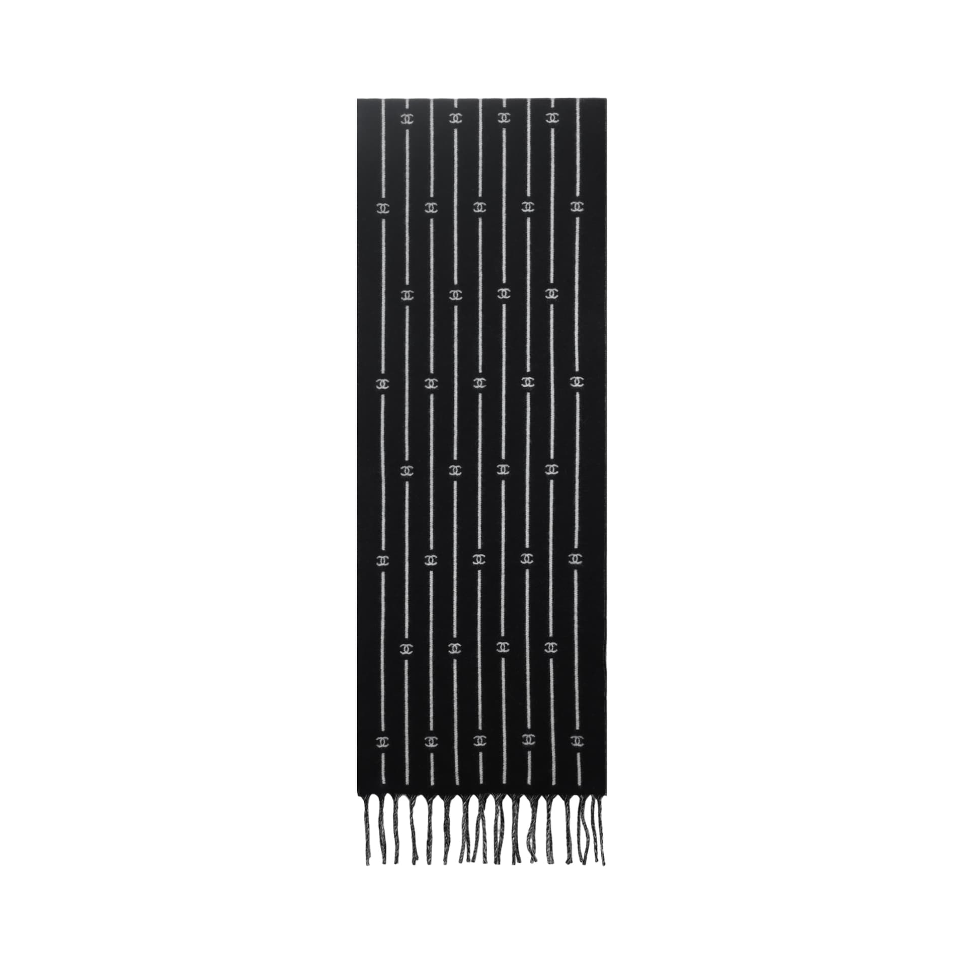 CHANEL 25B Wool Scarf Black