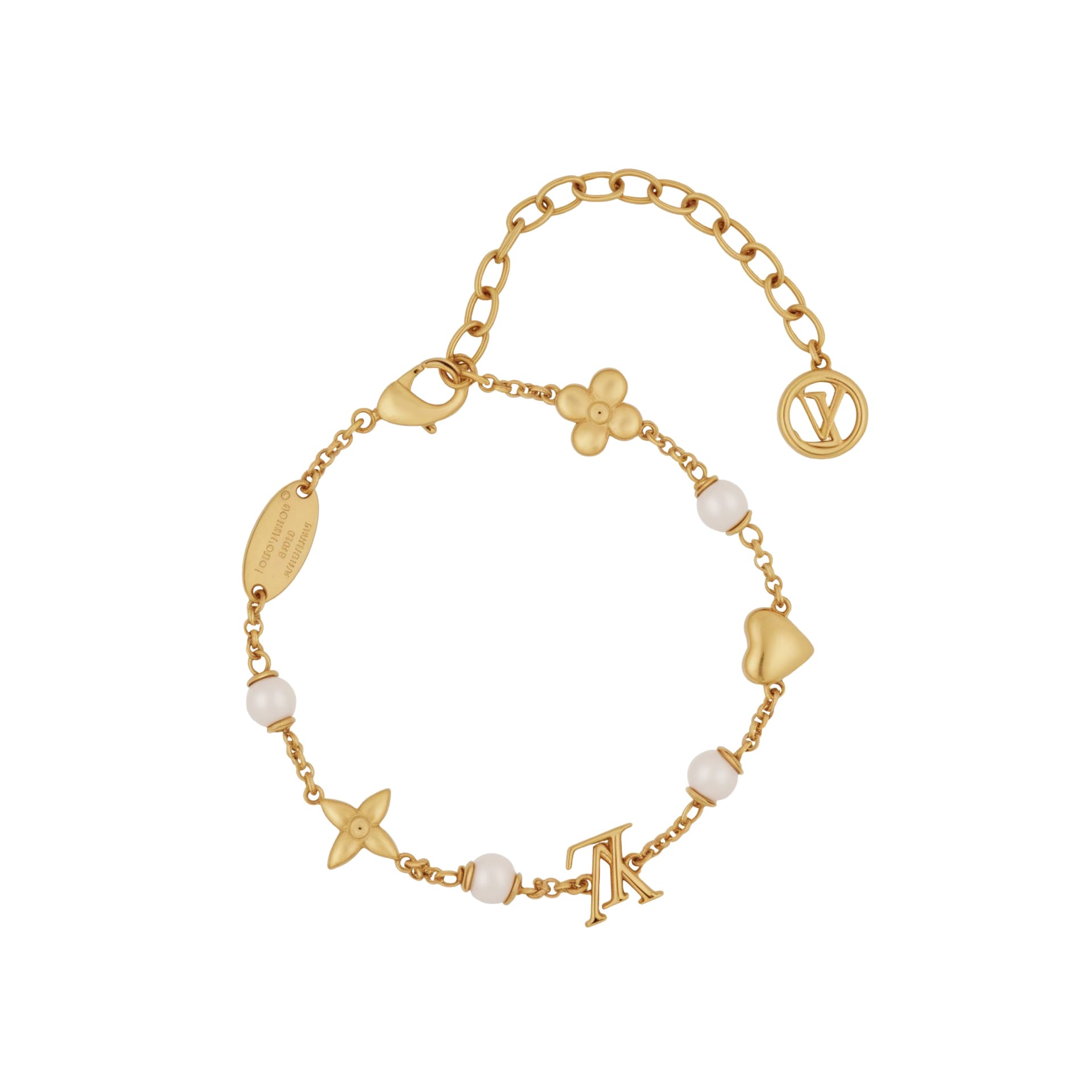LOUIS VUITTON/路易威登 Louis Vuitton Logo Metal Bracelet Gold