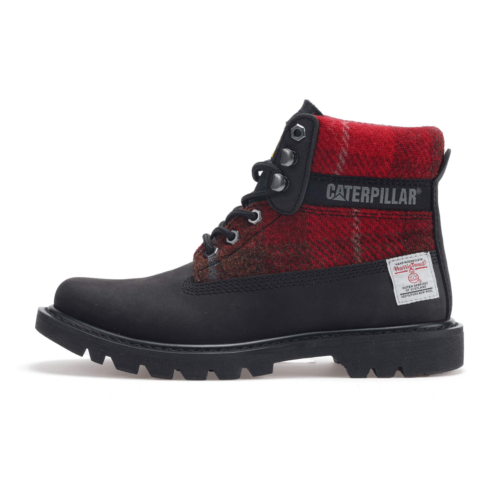 HarrisTweed x CAT Outdoor Work Boot Red Black