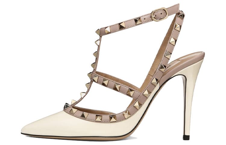 Valentino/华伦天奴 Valentino Rockstud Patent Leather Heel 10cm White