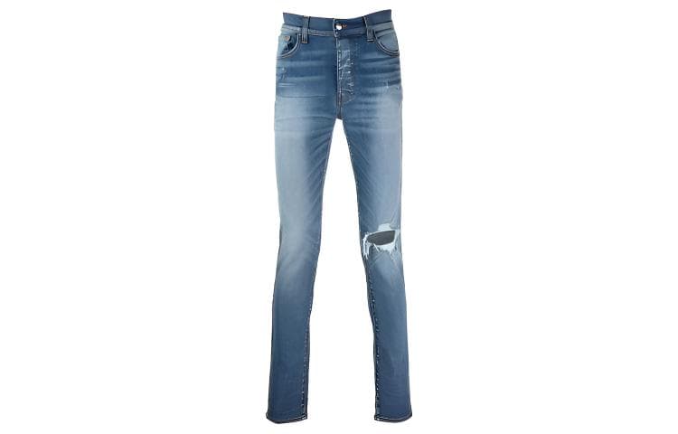 AMIRI FW21 Logo Rip Denim Pants Blue