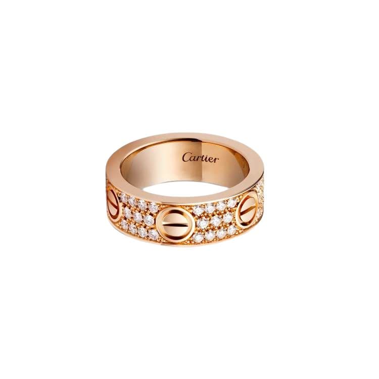 CARTIER/卡地亚 Cartier Love Ring 18K Rose Gold Full Diamond
