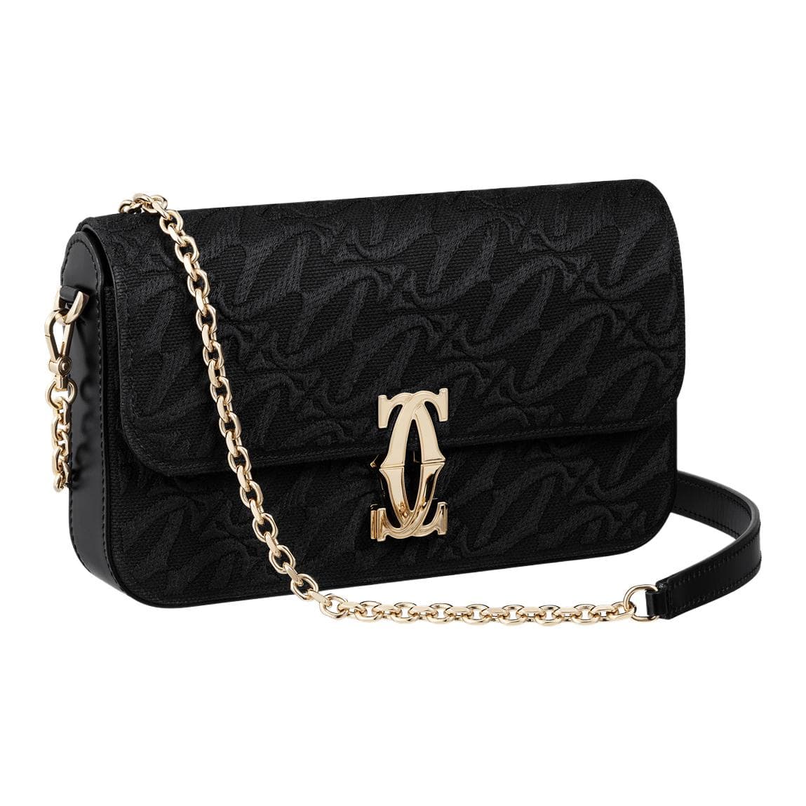 CARTIER/卡地亚 Cartier C de Cartier Panthère Mini Crossbody Bag Black