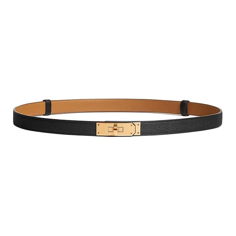 HERMES/爱马仕 Hermes Kelly Epsom Belt Black 1.8cm