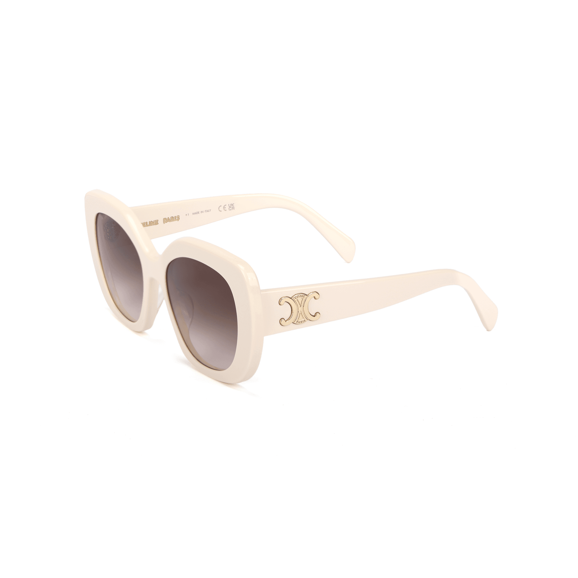 CELINE Embossed Logo Irregular Sunglasses Beige