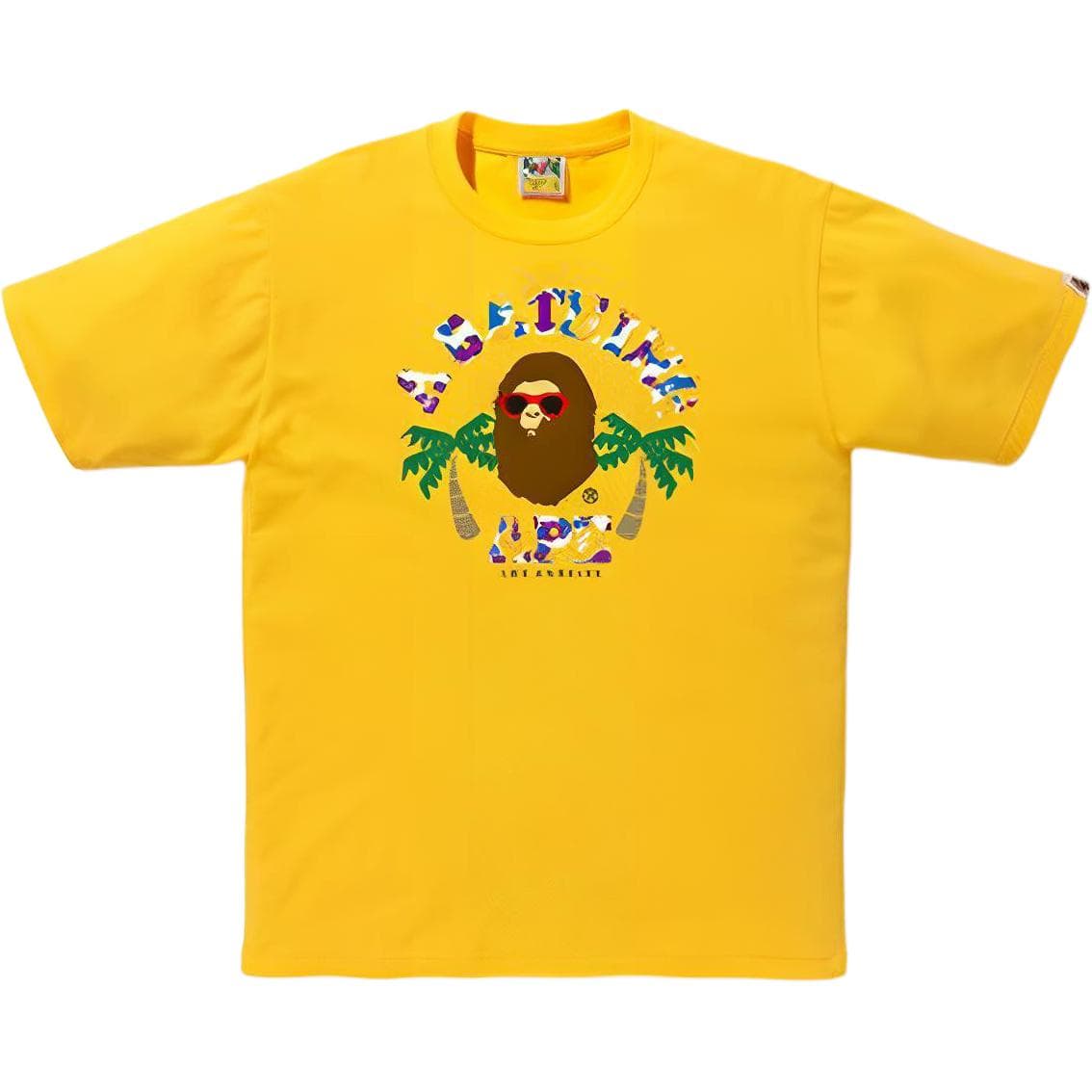 A BATHING APE LA CAMO COLLEGE TEE Yellow