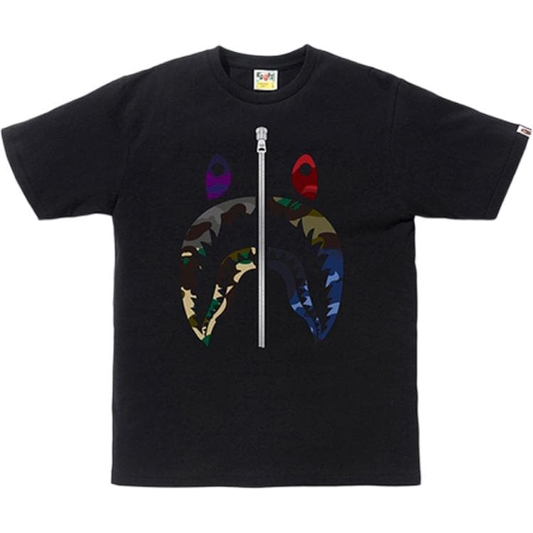 A BATHING APE BAPE Mix Camo Shark Tee Black