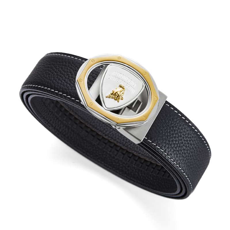 Automobili Lamborghini Leather Belt 3.4cm