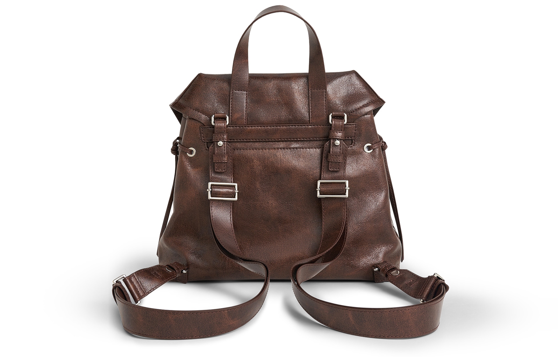 Charles&Keith Knot PU Backpack Medium Coffee Black — фото 2