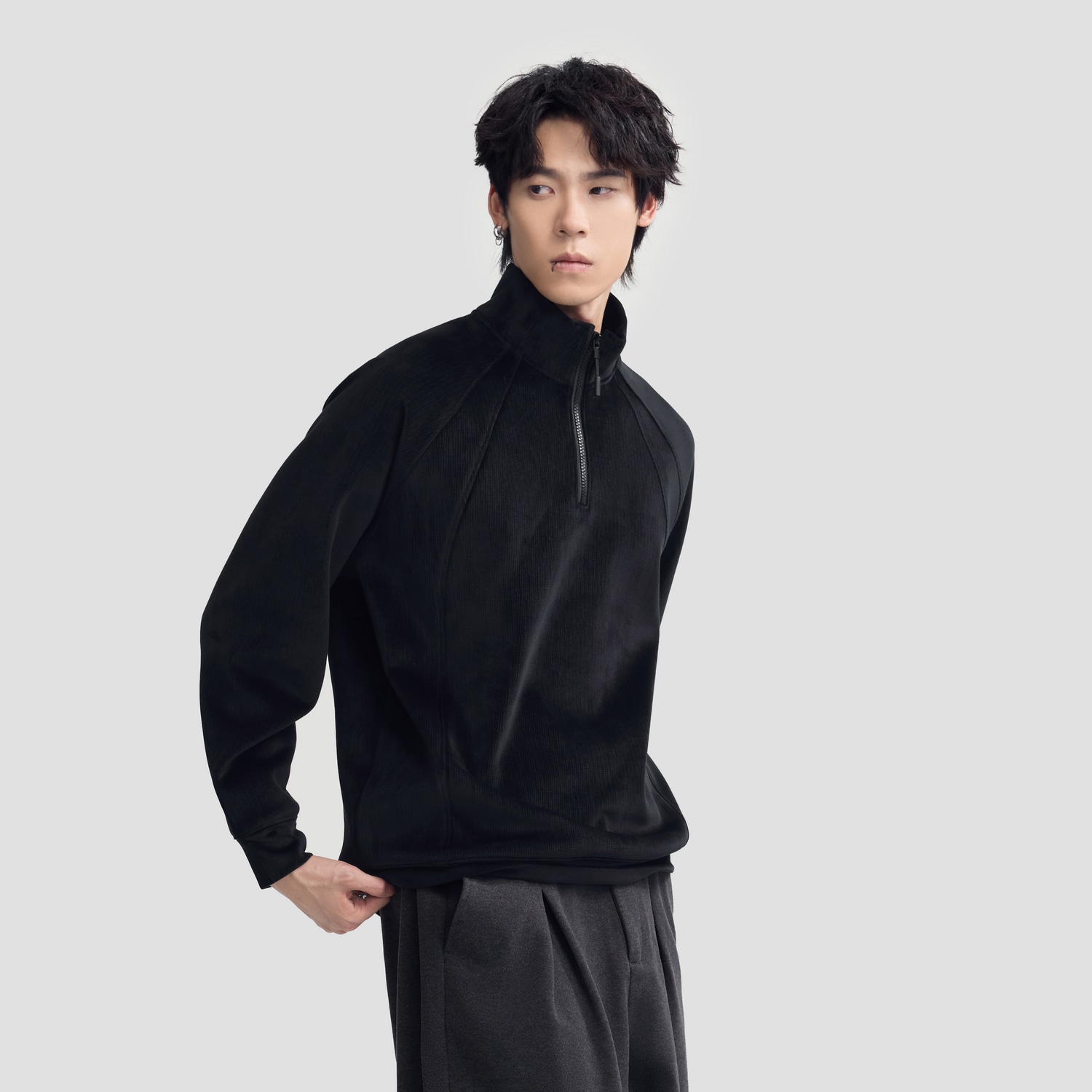 Herbel Half-Zip Casual Sweatshirt Black — фото 3